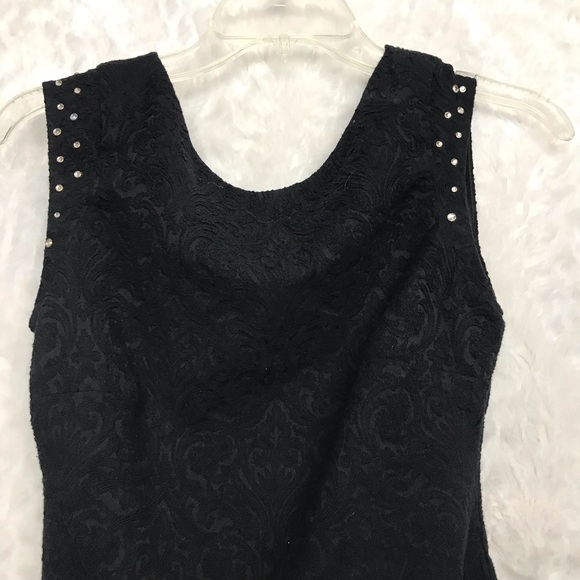 Zara Black Jacquard Dress Large Jeweled Sleeves - Picture 2 of 6